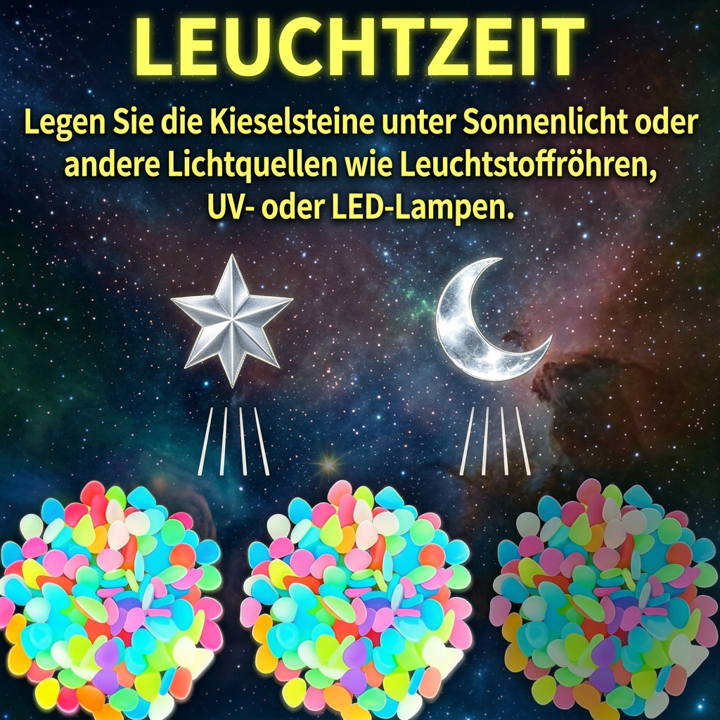 Im Dunkeln leuchtende Zierkiesel