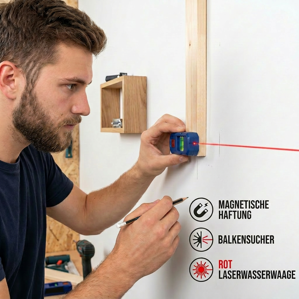 3-in-1-Magnet-Laserwasserwaage und Balkensucher