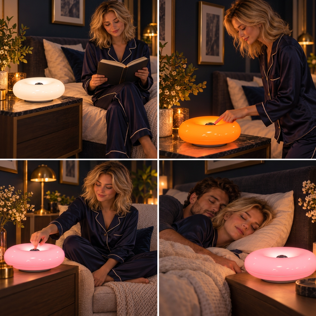 Retro-LED-Lampe in Donut-Form mit gemütlichem Ambientelicht