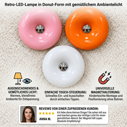 Retro-LED-Lampe in Donut-Form mit gemütlichem Ambientelicht