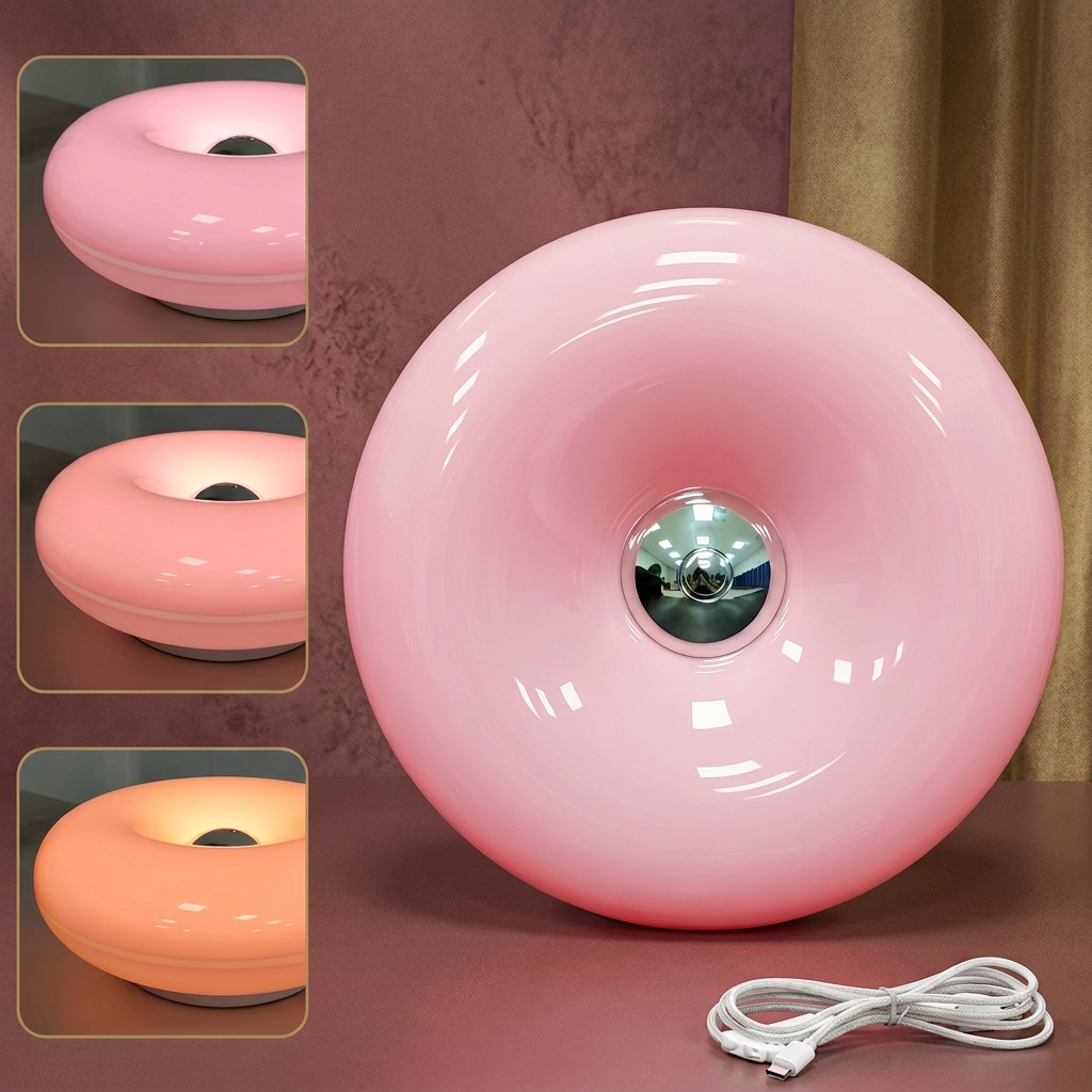 Retro-LED-Lampe in Donut-Form mit gemütlichem Ambientelicht