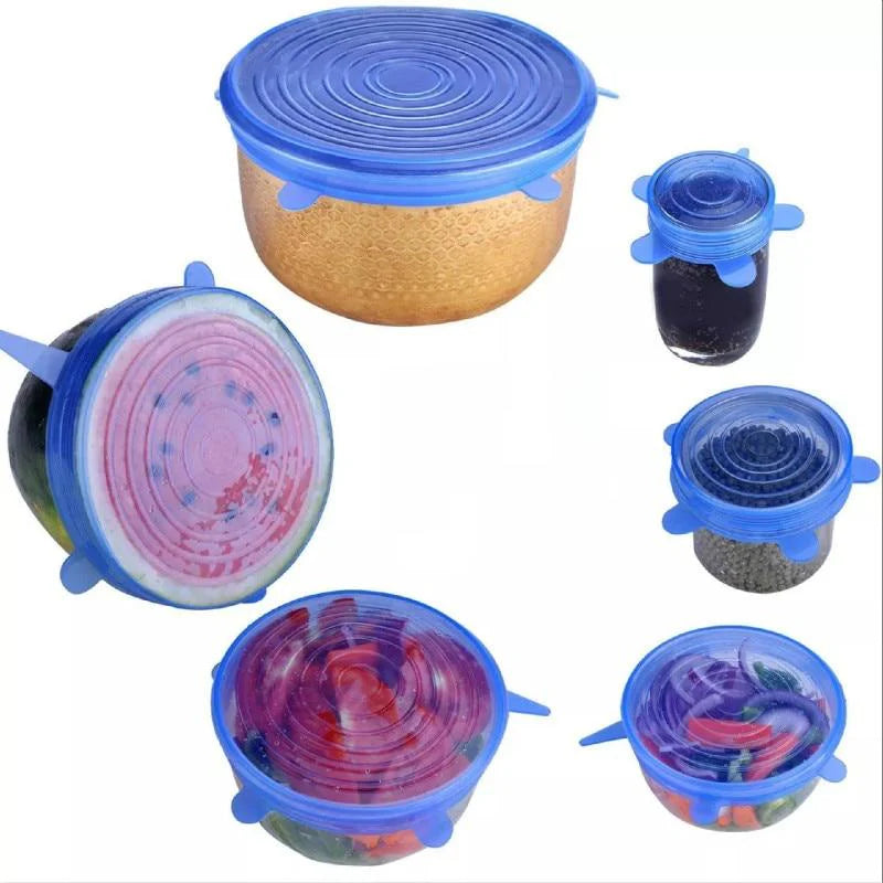 Wiederverwendbare Silikondeckel 6er Set – FlexiFrisch