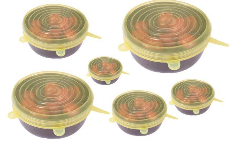 Wiederverwendbare Silikondeckel 6er Set – FlexiFrisch