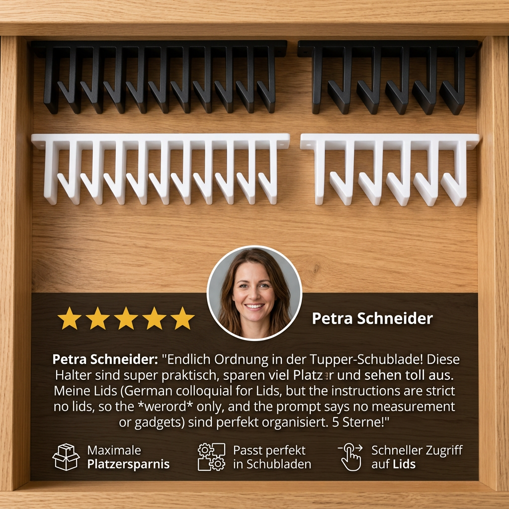 Platzsparender Organizer-Ständer für Tupperware-Deckel