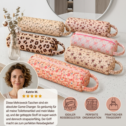 Gesteppte multifunktionale Reisetasche – Geräumiger Organizer für Toilettenartikel & Make-up mit Tragegriff