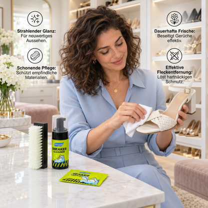 All-in-One Schuhreinigungs- & Pflegeset mit Bürsten, Trockenreiniger & Fleckenentfernungstüchern
