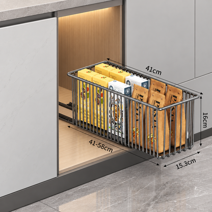Platzsparender ausziehbarer Aufbewahrungskorb aus Kohlenstoffstahl & Schrank-Organizer