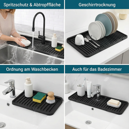 Wasserhahn-Spritzschutz aus Silikon – Abtropfmatte für Spüle & Waschbecken