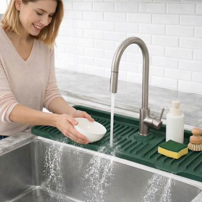 Wasserhahn-Spritzschutz aus Silikon – Abtropfmatte für Spüle & Waschbecken