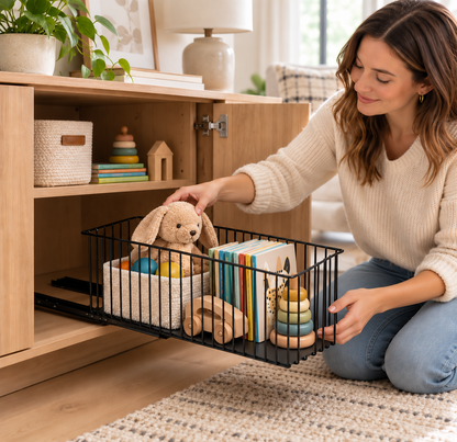 Platzsparender ausziehbarer Aufbewahrungskorb aus Kohlenstoffstahl & Schrank-Organizer