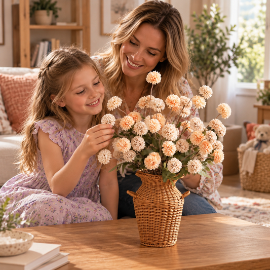 Künstliches Blumenarrangement mit Chrysanthemen & Eukalyptus