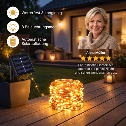 Solar-Lichterkette für den Außenbereich mit LEDs & 8 Leuchtmodi